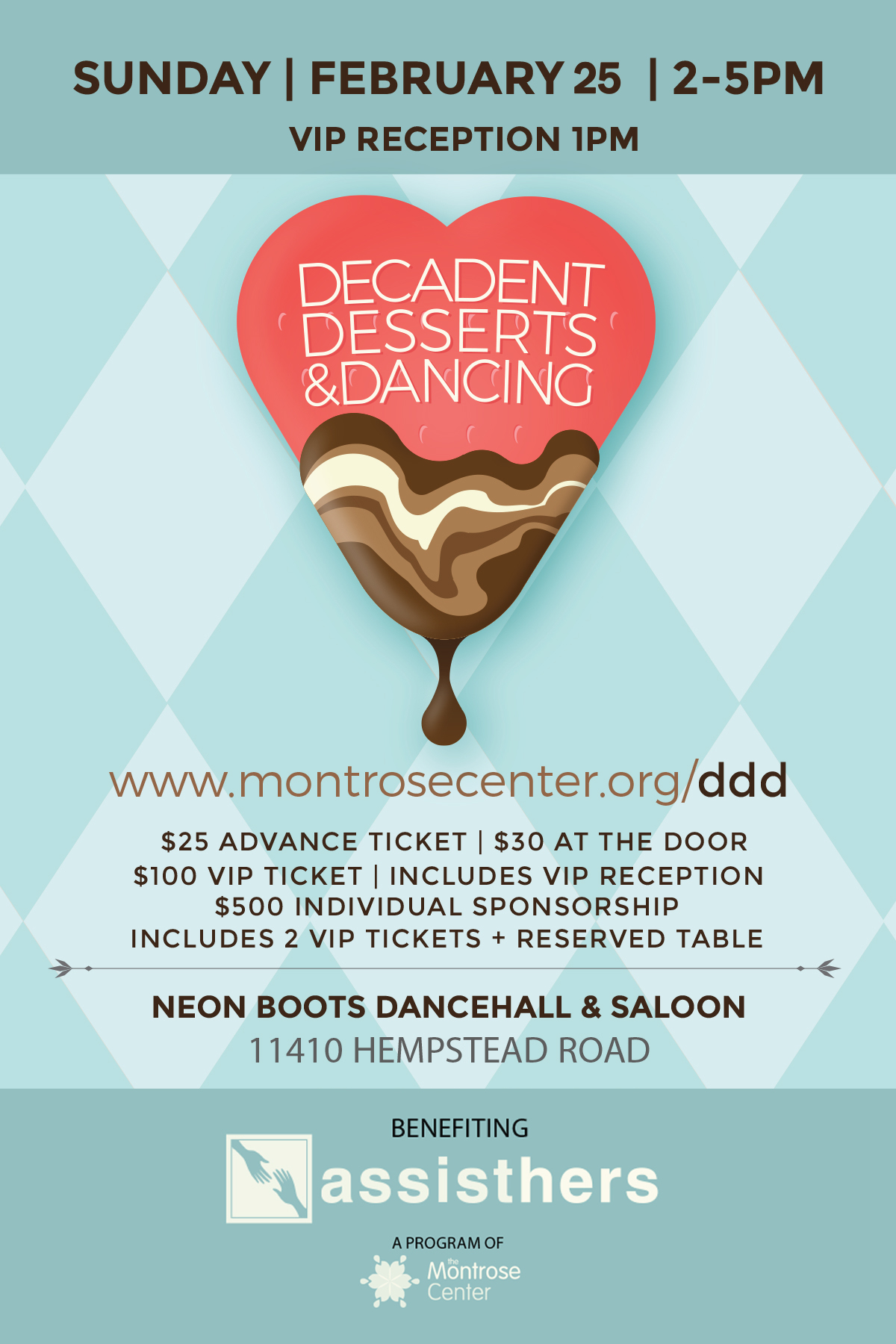 Decadent Dancing and Desserts postcard 5x7 2017